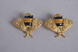 YOSCA A PAIR OF GILT METAL BEE EAR CLIPS, signed.