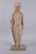 AFTER THE ANTIQUE, a terracotta standing female figure. 27ins high.