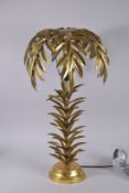 A GILT METAL PALM TREE LAMP. 28ins high.
