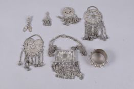 A COLLECTION OF ETHNIC WHITE METAL JEWELLERY, (qty).