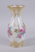 A EUROPEAN / OTTOMAN MARKET GILDED OPALINE VASE BEARING SULTAN TUGHRA, 30cm high.