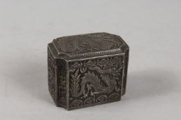 A 19TH CENTURY CHINESE SILVER DRAGON BOX.