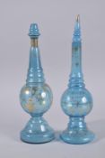 A PAIR OF 19TH CENTURY OTTOMAN TURKISH LARGE ROSEWATER SPRINKLERS, largest 38cm high.