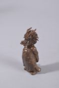 A BRONZE OKIMONO OF AN ANTHROPOMORPHIC DRAGON, 7.5cm high.