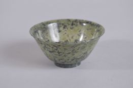 A CHINESE SPINACH JADE BOWL, 9.8cm diameter.