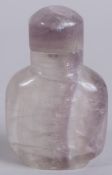 A 20TH CENTURY CHINESE ROSE QUARTZ SNUFF BOTTLE, 7cm high.
