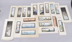 A COLLECTION OF JAPANESE WATERCOLOUR PAINTINGS, birds and landscape studies, (qty).
