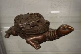 A Chinese bronze turtle censer with detachable back.