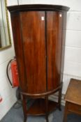 A mahogany standing corner cabinet.