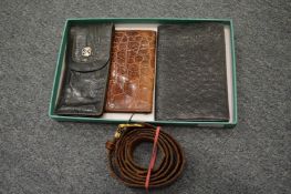 Leather wallets, a leather belt etc.