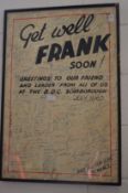 Get Well Frank Soon, framed original artwork to the head of head of the business development bank,