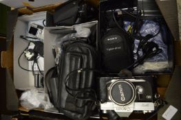 Cameras and camera equipment.