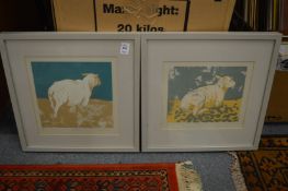 Sarah Young, Sheep, a pair of limited edition screen prints.