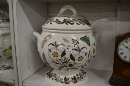 A Portmeirion Botanic Garden soup tureen, cover and ladle (small area of damage to handle).