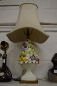 Colourful pottery table lamp.