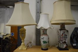 Three various table lamps.
