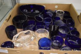 A quantity of blue glass and other liners.