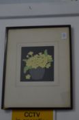 Hall Thorpe, Primroses, wood block print, pencil signed with original label verso.