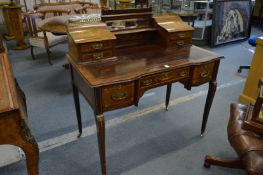 A good Edwardian marquetry inlaid mahogany writing desk or Bonheur du jour.