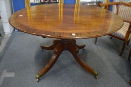 A 19th century mahogany circular tilt-top breakfast table on turned column support with four curving