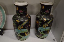 A pair of Copeland Spode floral decorated vases.