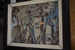 Balinese School, a small oil on canvas depicting village life.