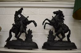 Large pair of spelter Marley horses.