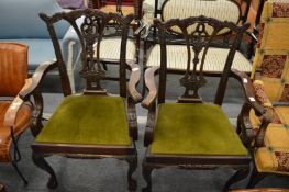 A pair of Chippendale style mahogany carver chairs.