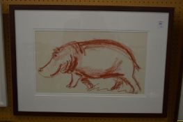 Arthur Azevedo, Hippopotamus, crayon on paper.