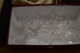 Six old cut glass drinking glass and seven glass cups.