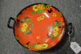 A Royal Doulton Mandarin Ware circular twin handled bowl by Robert Allen, circa 1920's.