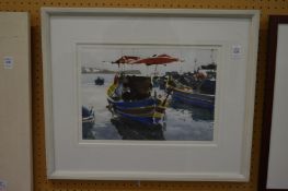 John Yardley, Maltese fishing boat, watercolour.