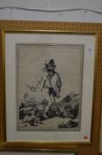 James Ingram, a brigand pursued by a soldier, pen and ink, signed and dated 1808.