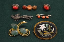 A group of decorative jewellery to include a micro mosaic brooch.