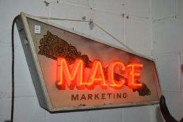 A Mace Marketing neon sign (in working order).