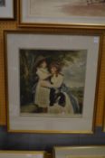 After Joshua Reynolds, portrait of Margaret Somers-Cocks and her niece, colour print.