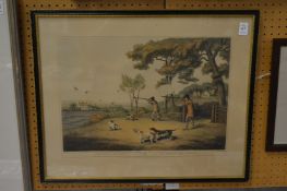 Partridge shooting, colour print.