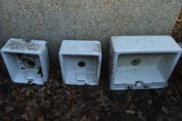 Three porcelain butlers style sinks.