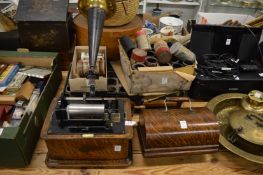 An Edison Standard Phonograph together with numerous wax cylinders.