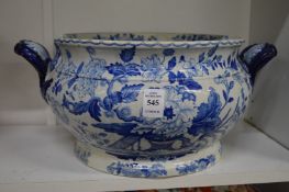 A blue and white jardiniere (restored).