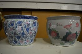Two Chinese style jardinieres.