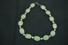 A decorative bead necklace.