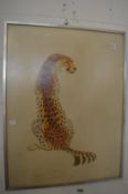 A seated cheetah, colour print and various other prints.