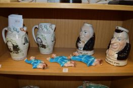 A collection of political pottery jugs etc.