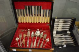 Canteen of cutlery and a set of steak knives and forks.