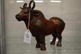 A Chinese bronze standing bull.
