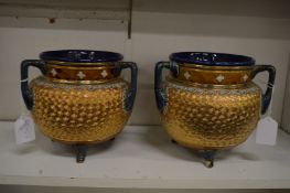 A pair of Royal Doulton cauldron shaped jardinieres.