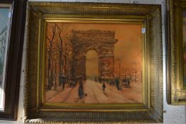 Lipstein, Arc de Triomphe, Paris, oil on canvas in a decorative frame.