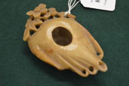 A Chinese carved soapstone water dropper (faults).