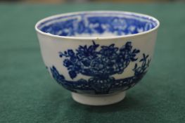 A Worcester blue and white tea bowl.